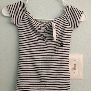 Brand new black and white off the shoulder top